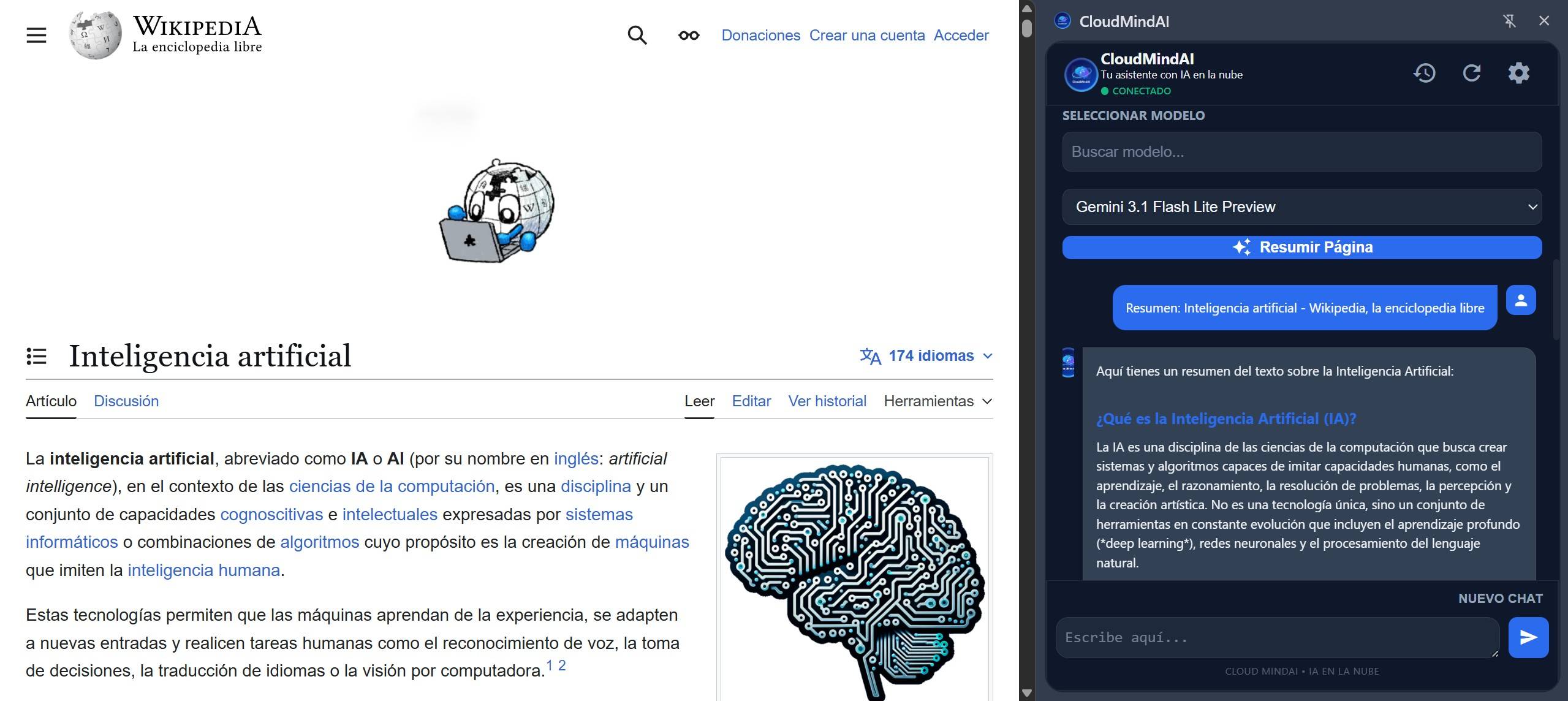 Demostración de resumen con CloudMindAI